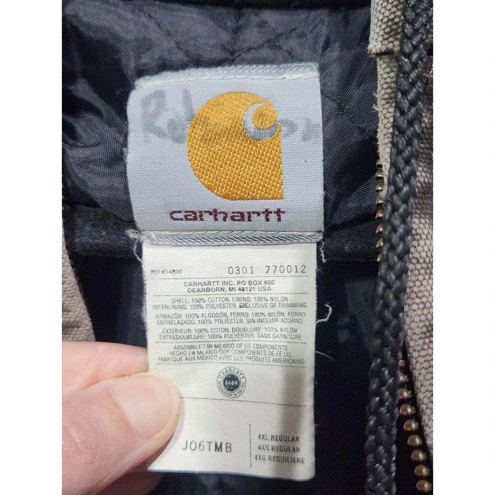 Carhartt J06TMB 4XL Quilted Brown Jacket bomber hooded Workwear Barn Chore‎ Y2K